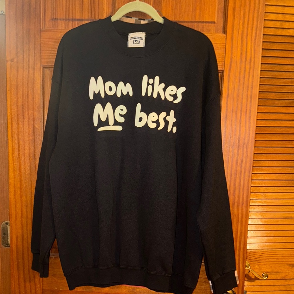Women’s men’s Vintage Lee BLK “Mom likes me best” heavyweight Sweatshirt X-LARGE